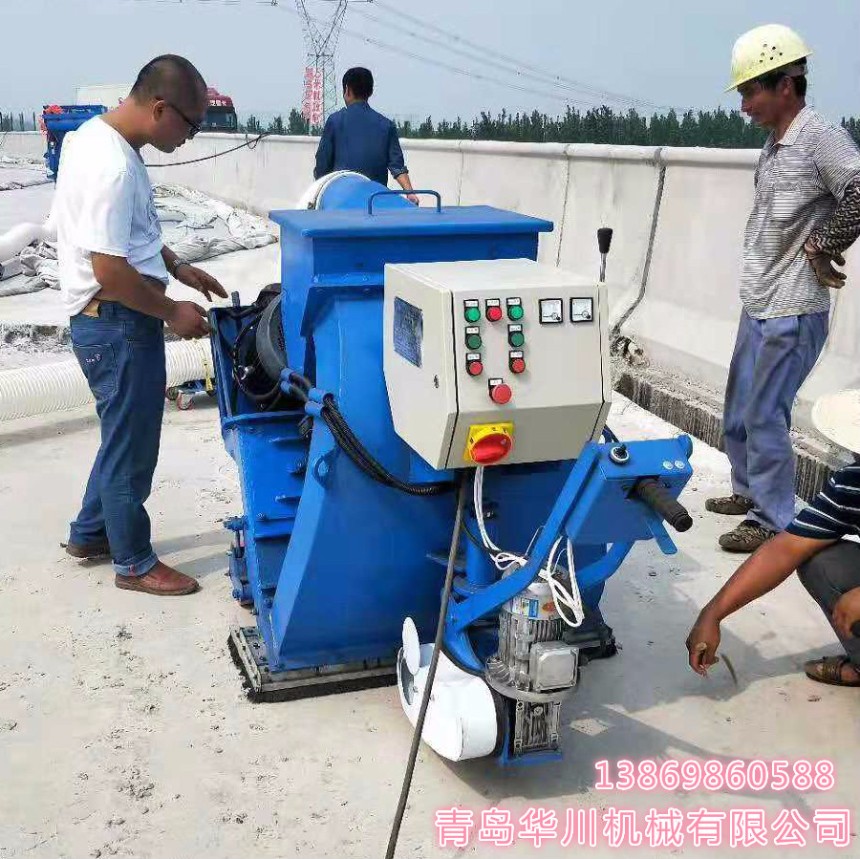 青岛路面抛丸机设备用于混凝土路面防水打毛  标志线抛丸清理机
