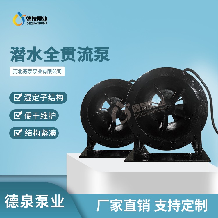 珠海600QGWZ-55KW全贯流潜水泵|湿式贯流泵制造商|德泉泵业