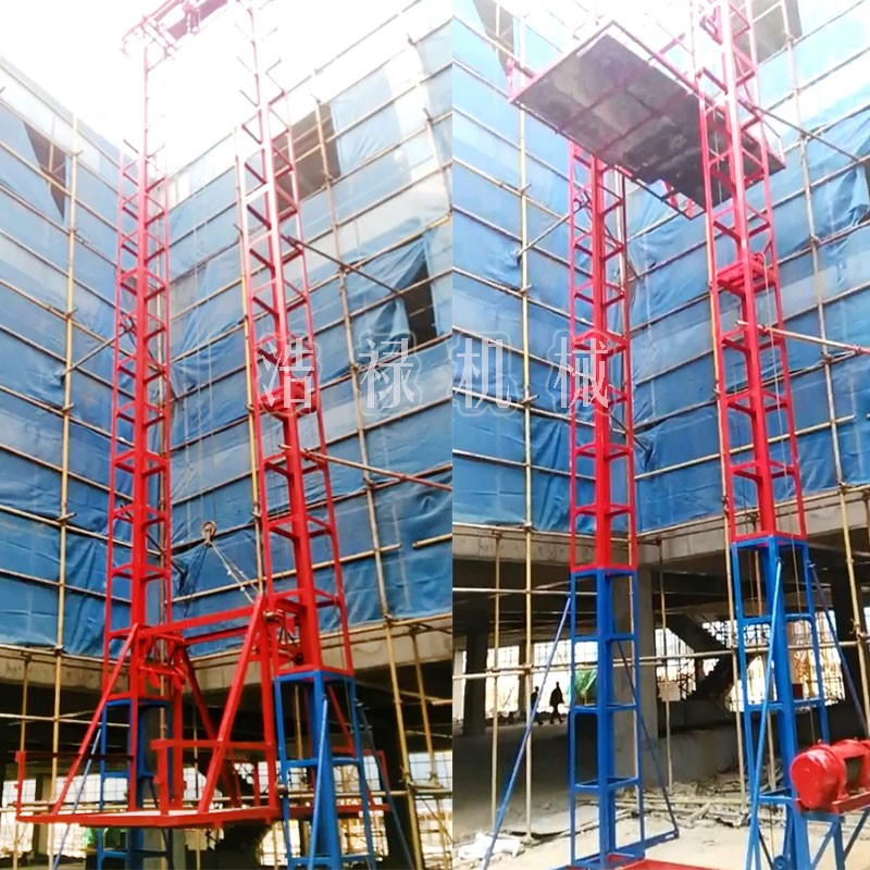 建筑龙门架施工升降机 单柱双笼升降机 45米龙门架地基图